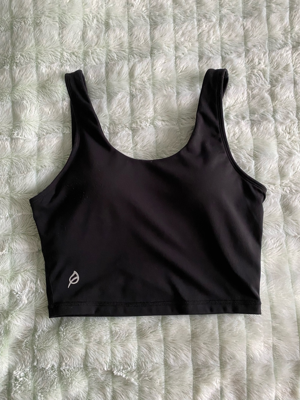 P’tula Cropped Tank with Built-in Bra — Black, Small